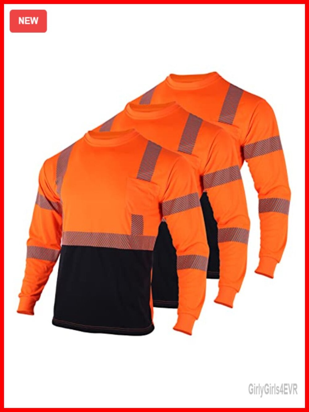 ANSI Class 3 High Visibility Reflective Work T-Shirt Long Sleeve Safety Shirt